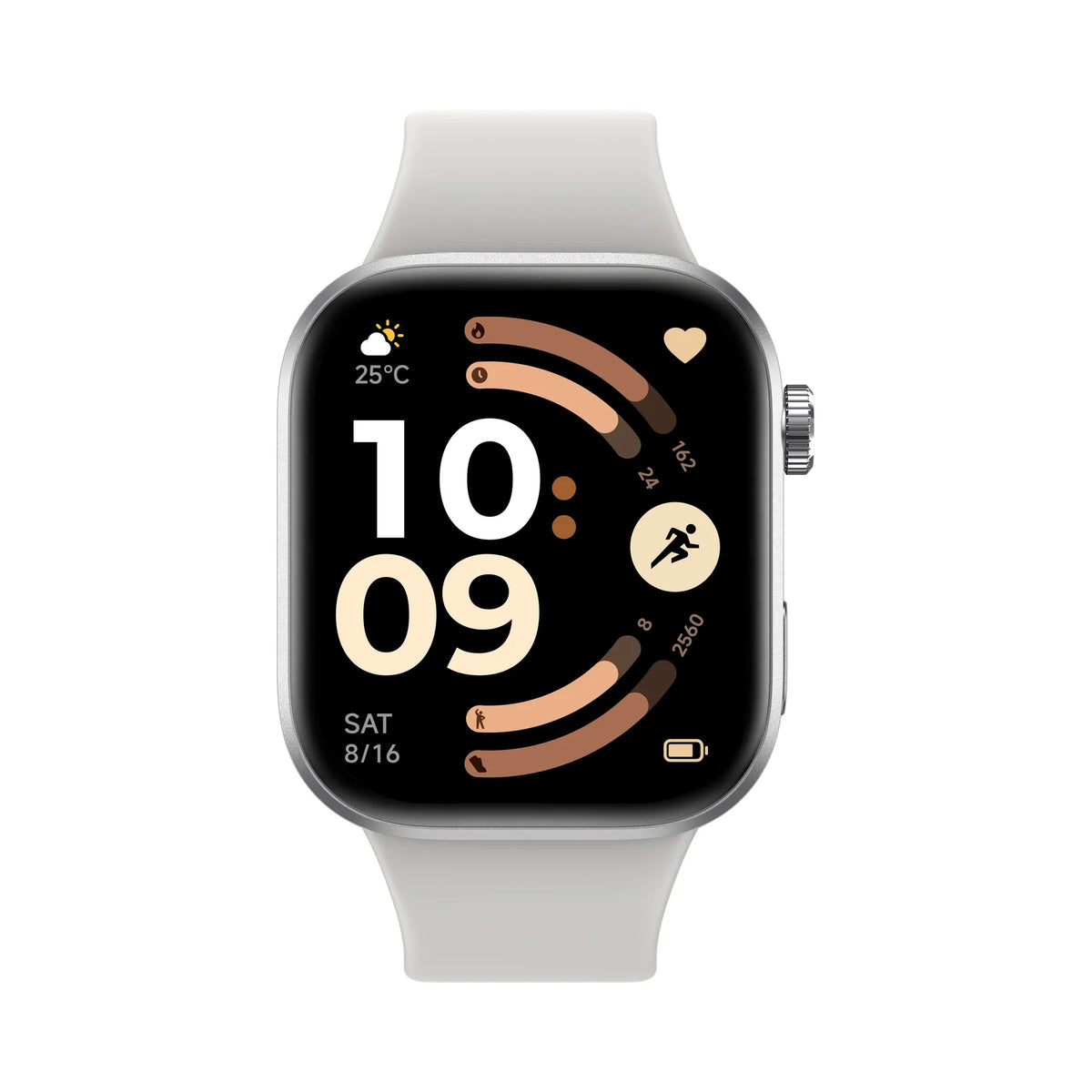 Vooraanzicht van de Xiaomi Redmi Watch 6 in het zilver