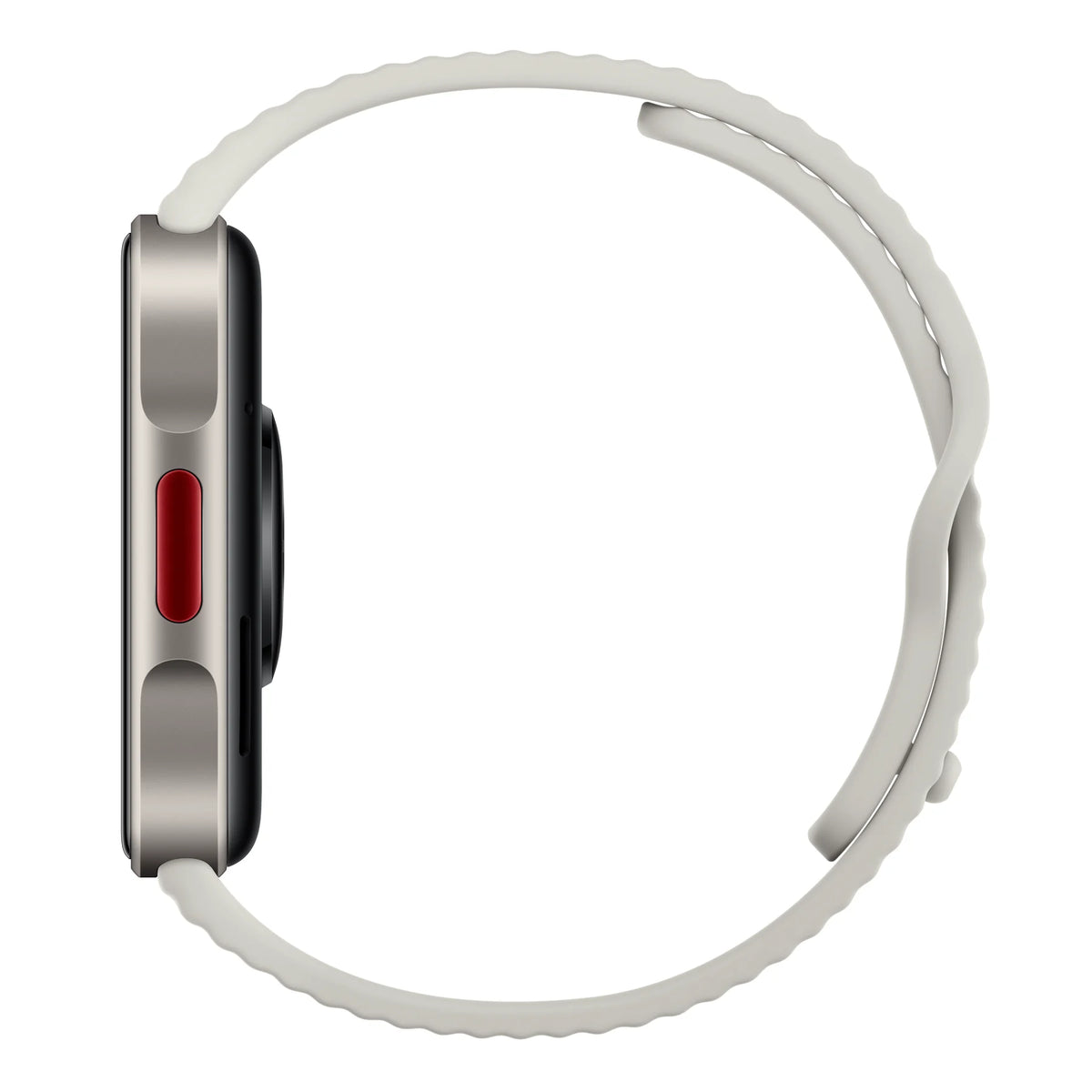 Zijaanzicht van de zilveren Xiaomi Redmi Watch 6 Lite