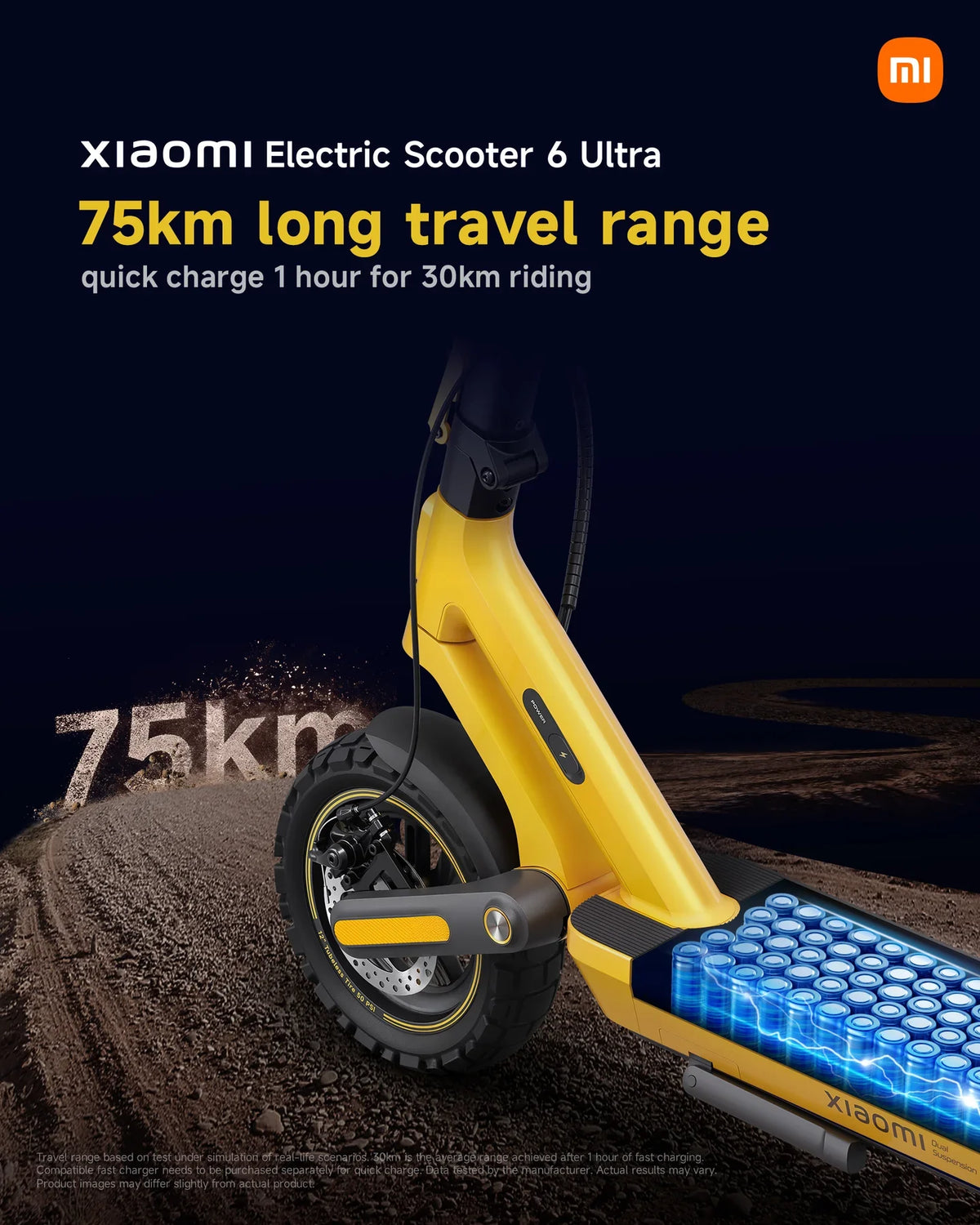 Bereik tot 75 km met de Xiaomi Electric Scooter 6 Ultra
