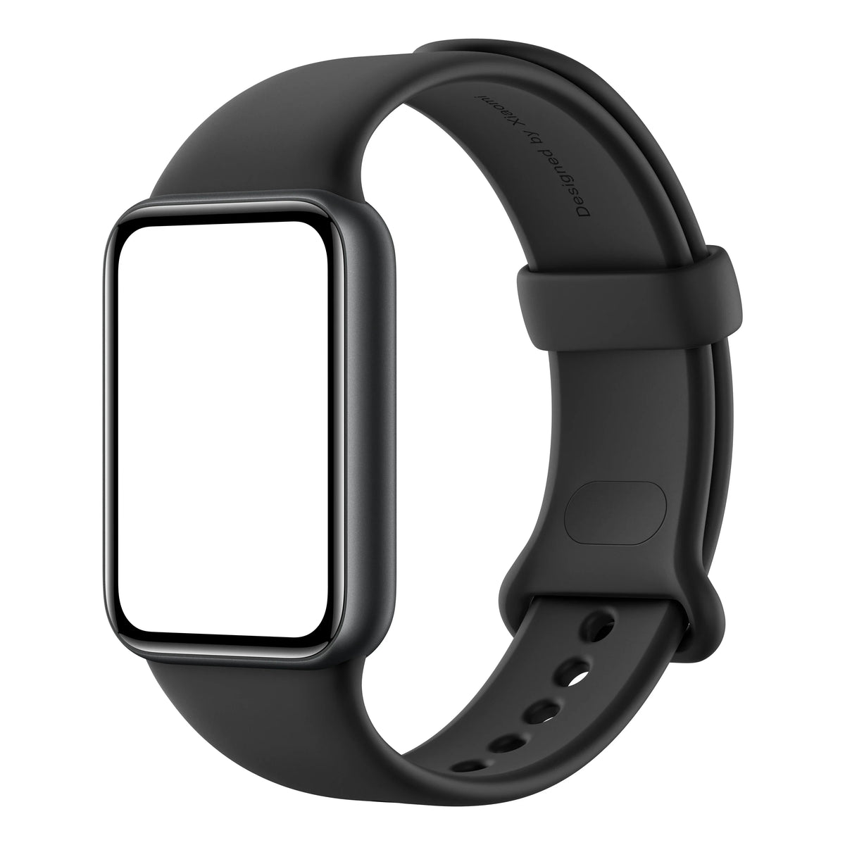 Xiaomi Smart Band 10 Pro in het zwart van rechtsvoor met leeg scherm