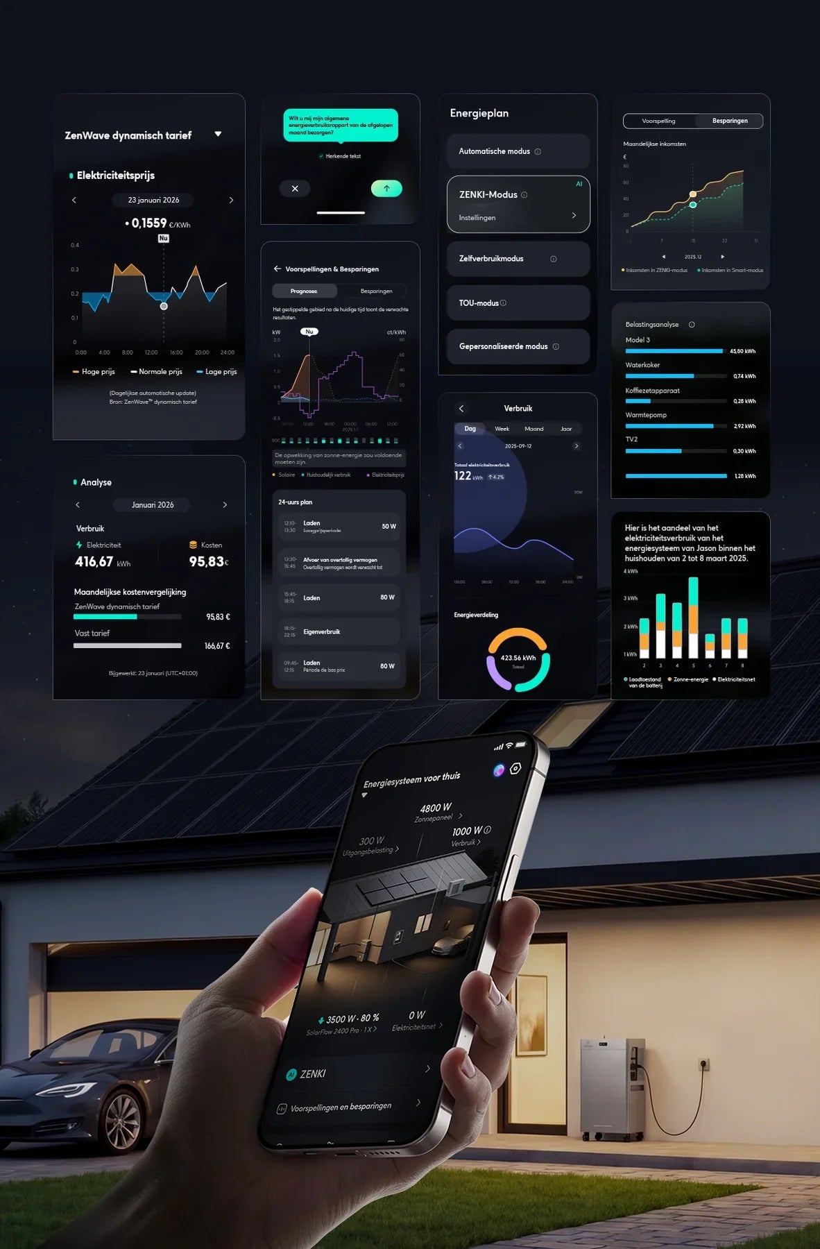 Energiebeheer van de Zendure SolarFlow 4000 Mix AC+ via de Zendure app op je telefoon
