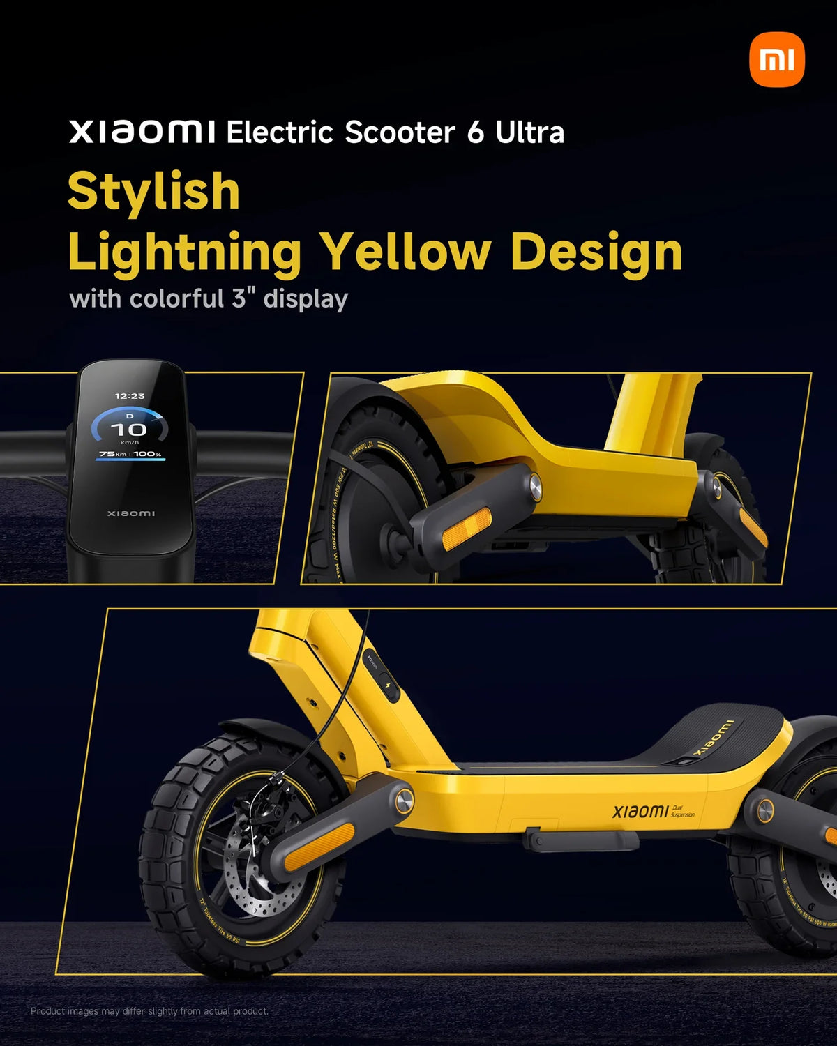 Geel accentdesign van de Xiaomi Electric Scooter 6 Ultra