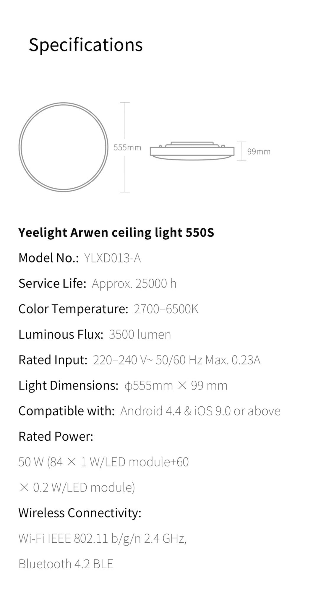 Xiaomi Yeelight LED Ceiling Light Arwen 550S