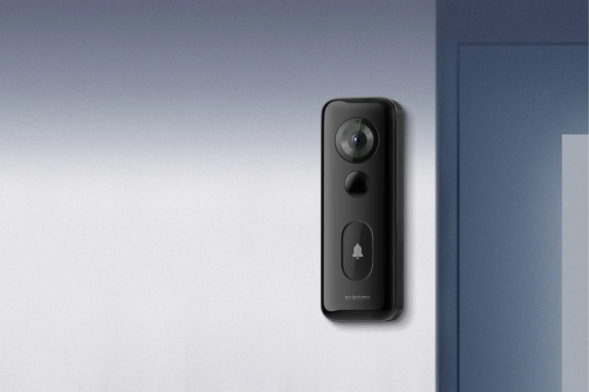 Zwarte Xiaomi slimme deurbel-camera met ingebouwde bel aan voordeur