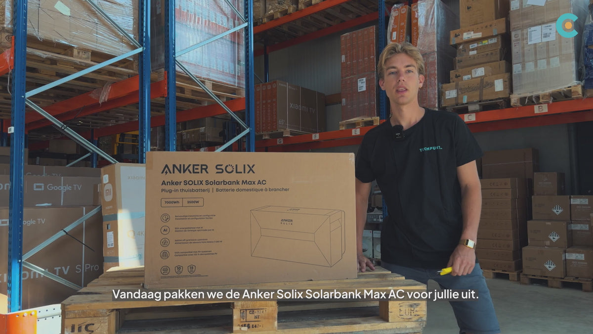 Video wird geladen: Anker SOLIX Solarbank Max AC Heimspeicher Unboxing mit Erklärung zu 7 kWh Speicher, Erweiterung auf 42 kWh und smarter Energiespeicherung.