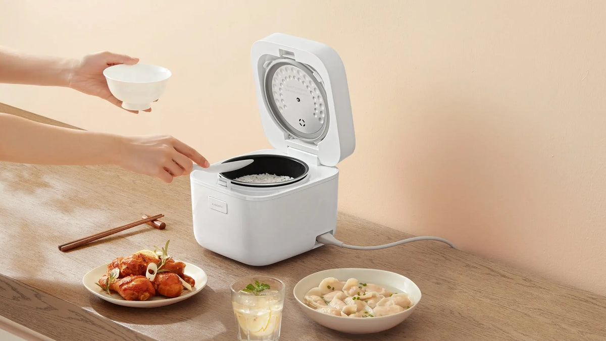 Witte Xiaomi multifunctionele rijstkoker van 1,5 liter met stoom- en kookfunctie, rijst en Aziatische gerechten